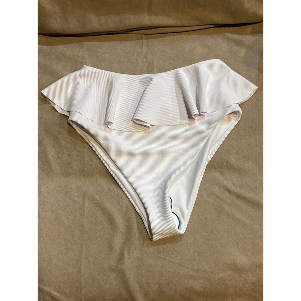 Beach Riot White Daisy Ribbed Ruffle Bikini Bottom XS NWT - Picture 4 of 6